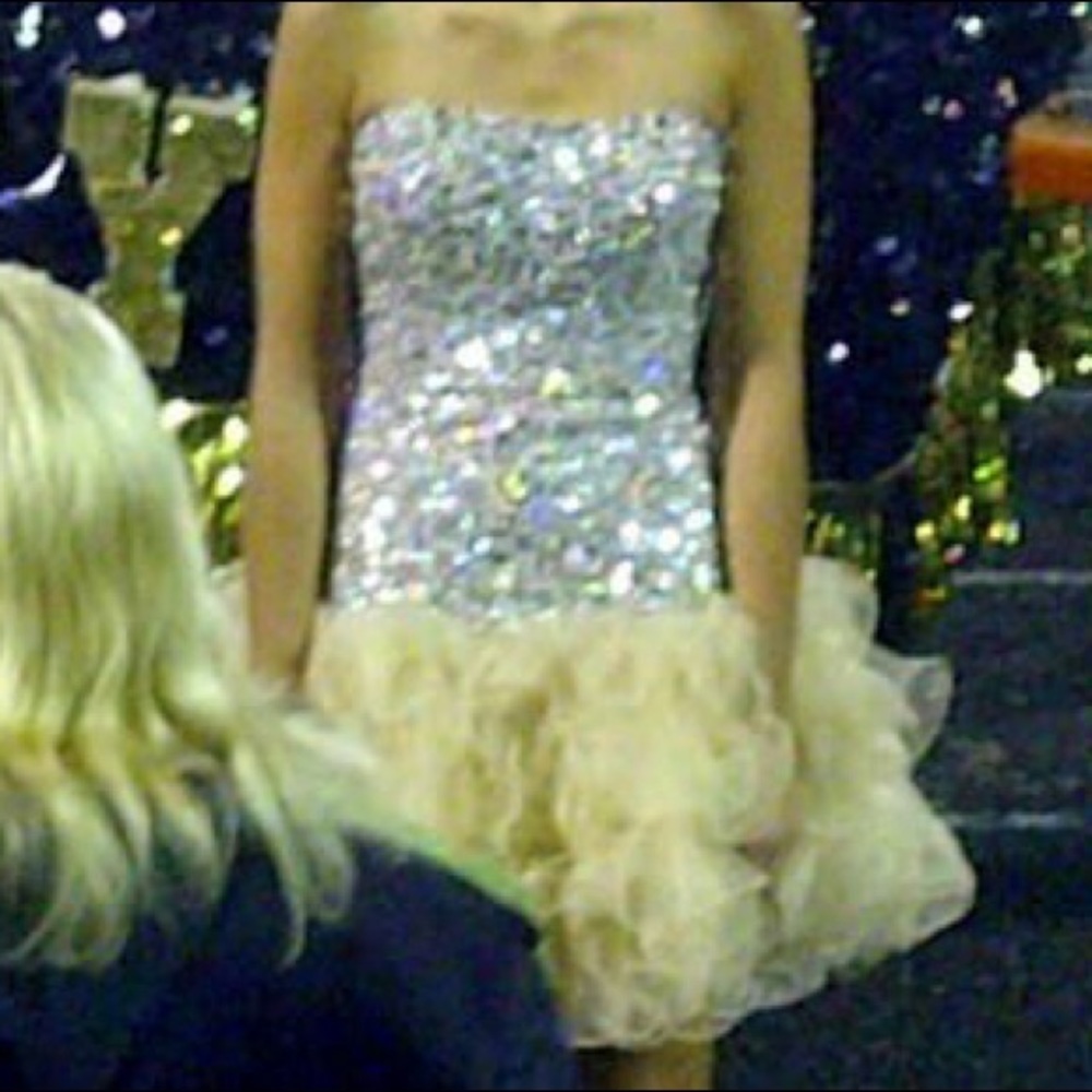 Sherri Hill nude beaded formal dress